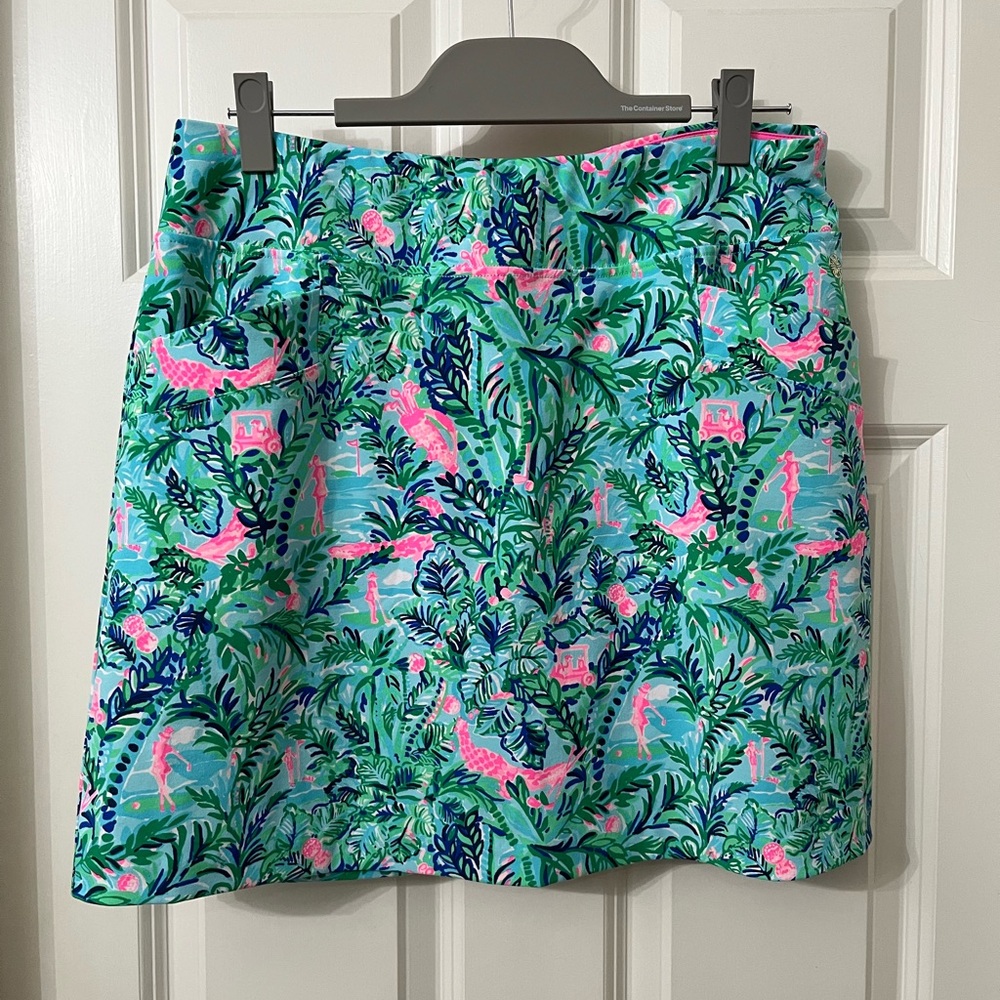 Lilly Pulitzer UPF 50+ Luxletic 17" Monica Skort, Blue Horizon Par Fection Golf